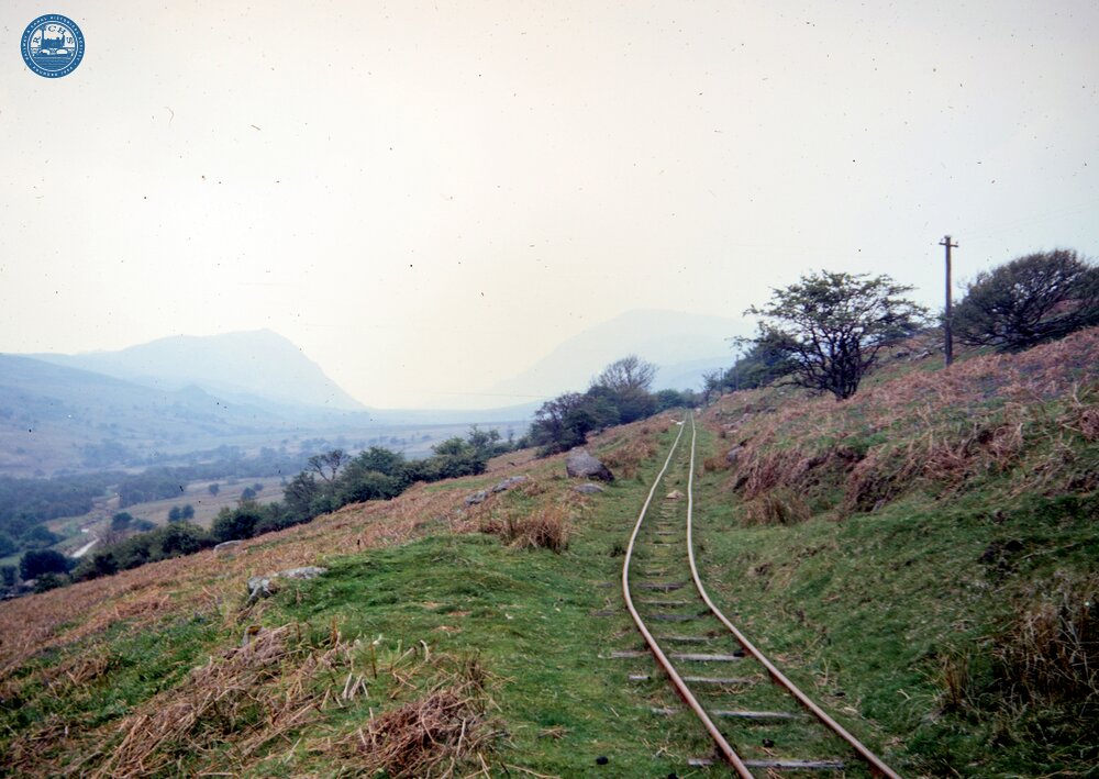 Llyn Cowlyd Tramway. General view, Ddu, valley looking towards Llyn Cowlyd. 24 May 1968