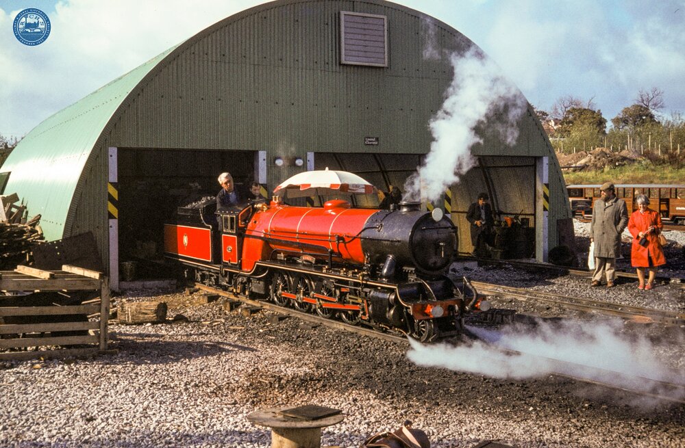 Liverpool 'Garden Festival' railway. RH&DR 4-8-2 Mountain Class Locomotive 'Samson’ on shed. 22 September 1984