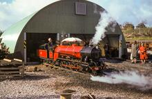 Liverpool 'Garden Festival' railway. RH&DR 4-8-2 Mountain Class Locomotive 'Samson’ on shed. 22 September 1984