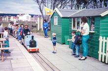 Beach Lawns Miniature Railway, Weston-super-Mare. Loco No. 1 entering main station. 02 August 1988