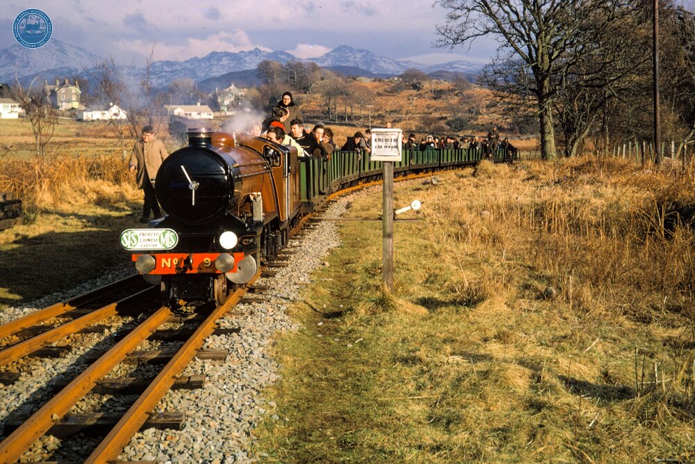  Ravenglass & Eskdale Railway. Irton Road. Stephenson Locomotive Society Special train, looking east. 15 March 1969