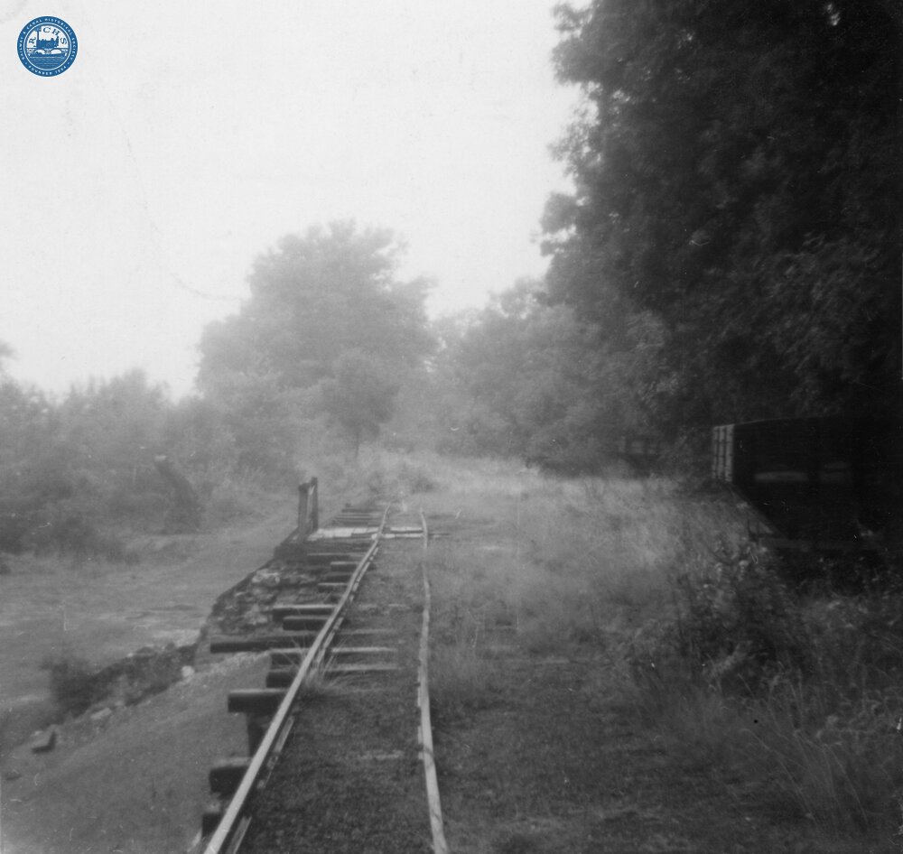 Snailbeach District Railways. Looking west towards the GWR/LNWR line, by the terminus. 26 July 1959