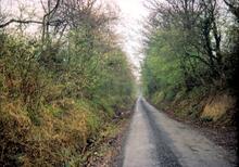 Snailbeach District Railway. Near Pontesbury. Trackbed in a cutting, now an unmade road. 08 April 1967