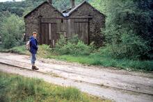 Snailbeach District Railways. Snailbeach. Engine Shed with some track in situ. 25 May 1980