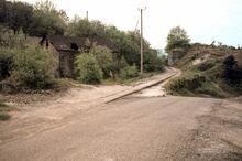 Snailbeach District Railways. Snailbeach. Looking back at Engine shed and bridge abutments. 25 May 1980