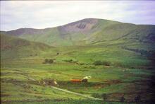 South of Hebron (1m 08ch). Up train approaching bridge over minor road, view from the East. 05 August 1989