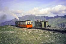 Clogwyn station (3m 29ch). Loco No. 3 and train. 05 August 1989