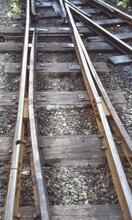Switch blades Flat Bottom rail. Towyn Wharf August 2003  (Ref 017407E)