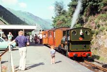 Abergynolwyn. No 3 'Sir Haydn' and train. 10 July 1977  