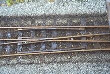 Caernarvon station. Track - crossing vee. May 2003 (Ref 017384E)