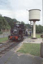 Welshpool Raven Square (0m 01ch). Loco No 14 (2-6-2T Hunslet 1954, ex Sierra Leone Rly No 85). August 2003