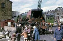 017010  Keighley and Worth Valley railway, Haworth July 1974. Yard open to public.
