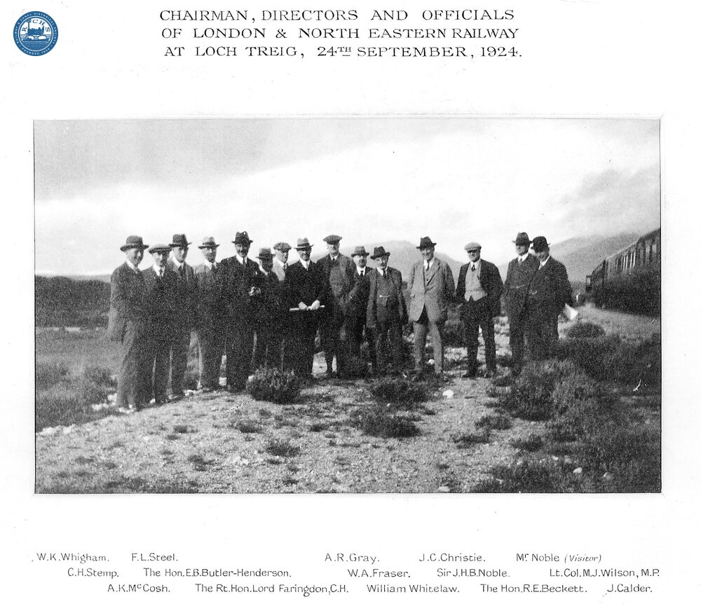 Chairman, Directors and officials of newly formed LNER at Loch Treig 24 September 1924. (Ref: 031056)