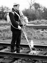 Operative Using a Portable Rail Flaw Detector c.1970. (Ref: 031170)