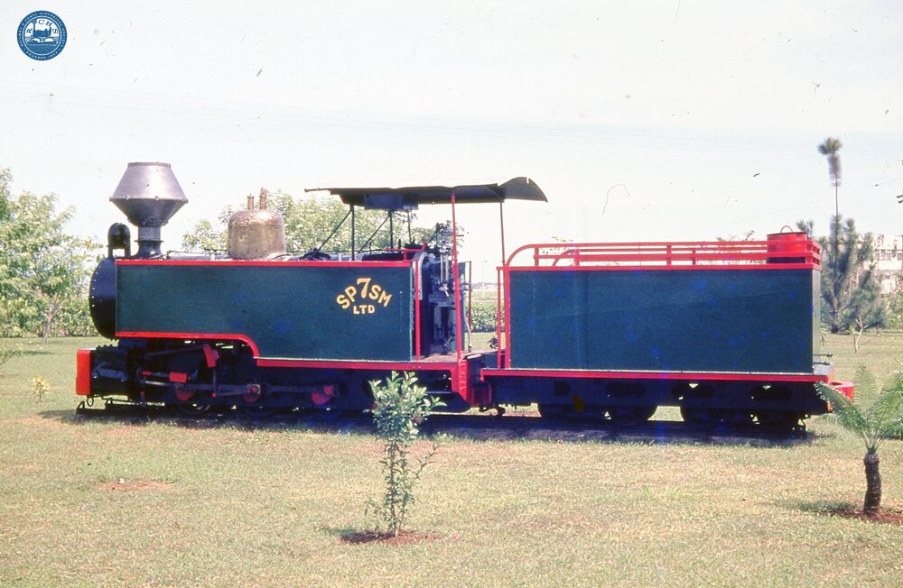 017812E Lautoka Sugar Mill Railway. Gateway Hotel, Nadi, South Pacific Sugar Mills steam locomotive No 7. 09 October 1973