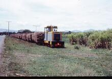 017814E Lautoka Sugar Mill Railway. Loaded Sugar cane train heading for Lautoka Mill hauled by diesel loco No 15. 09 October 1973
