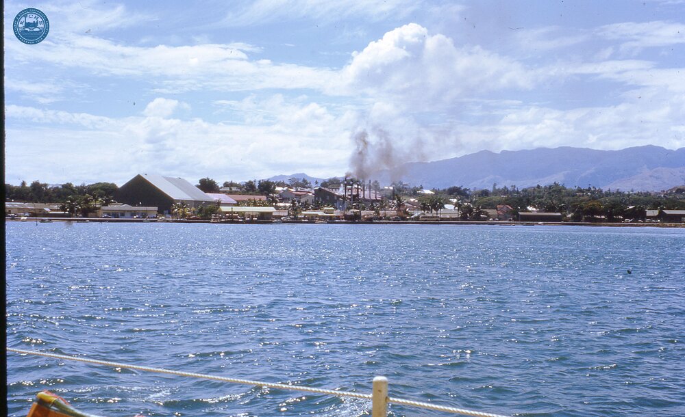 017831E Lautoka Mill viewed from sea.  2 November 1973