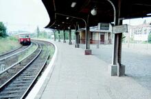 Heritage S-Bahn trains at Ostkreuz station, Berlin. Aug 1997 (Ref: 221328)