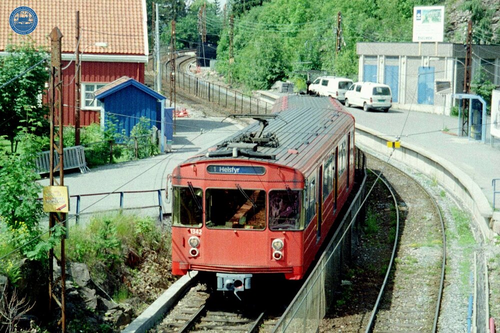 Local train on line 1 in Oslo, Norway. July 1998