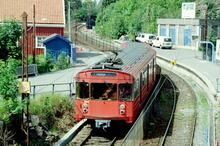 Local train on line 1 in Oslo, Norway. July 1998