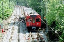 Local train on line 1 in Oslo, Norway. July 1998