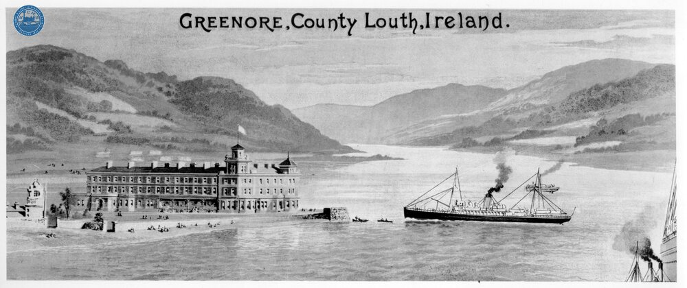 Dundalk, Newry and Greenore Railway. Publicity Image of Railway Hotel and Pier at Greenore, County Louth. (Ref: 031784)