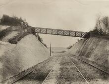 LBSCR / SECR Joint Line. Lattice Footbridge spanning cutting south of Upper Warlingham station (SCU1 @ 15m 53ch). May 1884