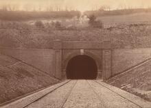 LBSCR / SECR Joint Line. Oxted tunnel, south portal (SCU1 @ 19m 08ch), showing drainage channel running parallel to track. May 1884