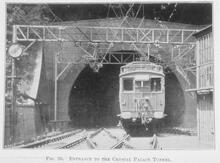 017329 Entrance to the Crystal Palace tunnel. (BBJ @ 8m 49ch) Photograph LB&SCR. 