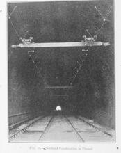 017636 Streatham Hill Tunnel (Leigham Court) (BBJ  c.6m ) 017636E E_89 Photograph LB&SCR electrification Interior view of Streatham Hill tunnel showing ovehead construction