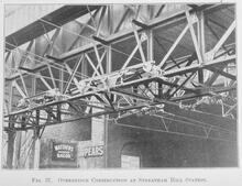 017638 Streatham Hill Station (BBJ @ 5m 57ch). 017638E E_91 Photograph LB&SCR electrification. Overhead construction at Streatham Hill station