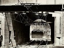 Crystal Palace Low Level (BBJ @ 8m 56ch). Entrance to Crystal Palace Tunnel (8m 16ch - 8m 48ch) in the background