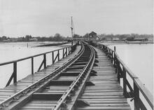 Langstone Trestle viaduct, swing bridge and control cabin. (HHI @ approx 1½mp) (Ref: 030546)