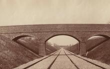 LBSCR. South of Crowhurst Junction and looking north. “Hunters” Three-arch occupation overbridge for Bowerland Farm. (Bridge No 858. HGG1 @ 24m 56ch). May 1884 (since demolished). Map ref. TQ 3936 4592 (Ref: 030688)