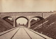 LBSCR. East Grinstead. London Road Overbridge (HGG1 @ 29m 65ch), looking north towards the station. May 1884 (Ref: 030693)