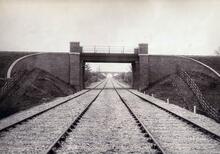 LBSCR. South of Crowhurst Junction, looking south. Intersection bridge carrying the SECR Redhill - Tonbridge line over the LBSCR Oxted - East Grinstead line. (Bridge No 50, RTT @ 30m 41ch, and Bridge No 853, HG1 @ 23m 45ch). May 1884. Map Ref. TQ 3996.4798. (Ref: 030706)