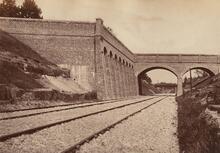 LBSCR. East Grinstead High Level to St Margaret's Junction Line. London Road Overbridge and Retaining Wall (EGH @ 29m 65ch). May 1884 (Ref: 030710)