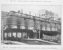 017338 Elizabeth bridge outside Victoria station showing dead sections (VTB1 @ 0m) Photograph LB&SCR 