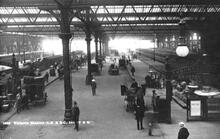 Victoria Station (VTB1 @ 0m 0ch): Interior of Train Shed & Cab Road c.1900 (Ref: 030457)