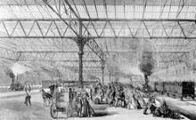 Victoria Station (VTB1 @ 0m 0ch): Interior of Train Shed & Cab Road c.1861 (Ref: 030459)