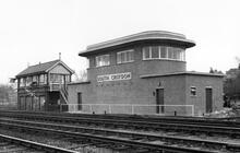 South Croydon Power Box with South Croydon Junction Signal Box behind. April 1955. (VTB2 @ 11m 37ch) (Ref: 031632) 