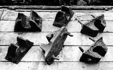 Ancient Chairs excavated at Nine Elms. (Photo dated 1943). (Ref: 031695)