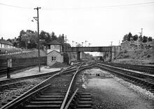 Andover Junction  track layout looking west, 10 September 1961. (BAE1 @ 66m 19ch)