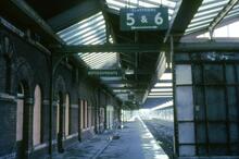 Bournemouth West Station (BBD @ 111m 29ch), from behind buffers of Platform 4 after track-lifting . 02 April 1968