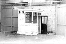   Basingstoke Goods Yard 1984 - Small office/shed at entrance to interior of goods shed (Ref: 325263E22 CGD)