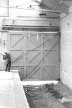 Basingstoke Goods Yard 1984 - Sliding door closed  - for rail access of railway wagons. (Ref: 325267E  26 CGD)
