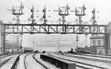 Waterloo Station - Departure Signals looking South 1870s. (BML1 @ 0m 10ch) (Ref: 031657)