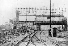 Waterloo Station - Over-line Signal Box looking South 1870s. (BML1 @ 0m 20ch) (Ref: 031658)