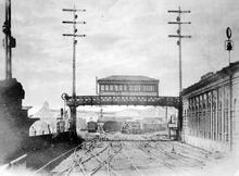 Approach to Waterloo with first A Signal Box 1867.  (BML1 @ 0m 15ch) (Ref: 031659)