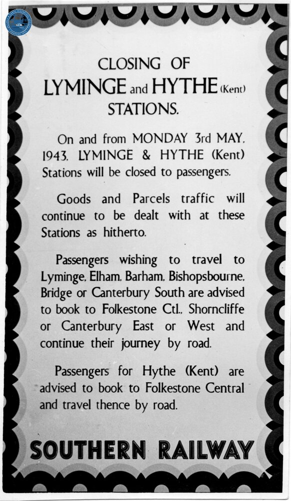 Southern Railway. Notification of war-time Closure of Stations. (Ref: 031764)